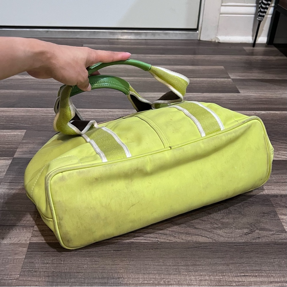 Coach Vintage Y2K Hampton Weekend Lime Green Chartreuse Nylon Shoulder Handbag - Picture 6 of 10
